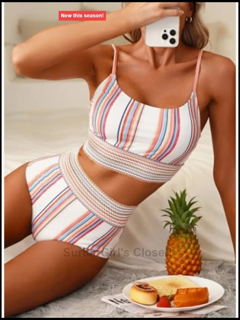 High Waisted Bikini Set Tummy Control Full Coverage Swimwear Summer Beach